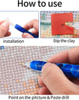 5D Diamond Art Painting Pen Kits, 16 Pcs Metal Tips Diamond Art Painting Drill Pens Accessories Tools Kits, Metal Brass and Screw Thread Tips for DIY Craft, Comfort Grip, Pink+Blue