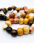 200Pcs Large Hole Barrel Wood European Loose Beads 4 Colors Natural Wooden Dreadlock Hair Braid Beads for Hair Braids Jewelry Bracelet Necklace Making 16X16-17Mm