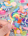 120Pcs Slime Charms Resin Fake Candy Charms Kawaii Cute Set Mixed Assorted Sweets Flatback Slime Beads Making Supplies for DIY Craft Making and Ornament Scrapbooking