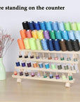 60 Spool Sewing Thread Rack with Hanging Hook, Wall Mounted Wooden Thread Holder Organizer for Embroidery, Hair Braiding, Sewing