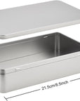 1 Pack 8.5 by 5.3 by 1.9 Inch Silver Rectangular Empty Tin Box Containers, Gift, Jewelery and Storage Tin Kit, Home Organizer