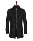 Men's Modern Double Collar Wool Coat