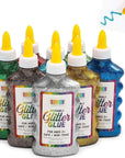 Glue with Glitter for Arts and Crafts, 8 Colors (6.76 Oz, 8 Pack)