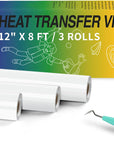 Puff Vinyl Heat Transfer - 12" X 15FT White Puff Vinyl Heat Transfer for T Shirts, White Puff HTV Vinyl Heat Transfer for Cricut & Cameo - Easy to Cut & Weed for Heat Vinyl Design(White)