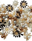80 Pieces Flower Rhinestone Buttons Faux Pearl Buttons Flat Back for Jewelry Making Wedding Party Home Decoration DIY Craft Hair Accessory
