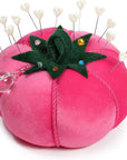 (DRIT4) Tomato Pin Cushion, Size 5-Inch, Pink Velvet