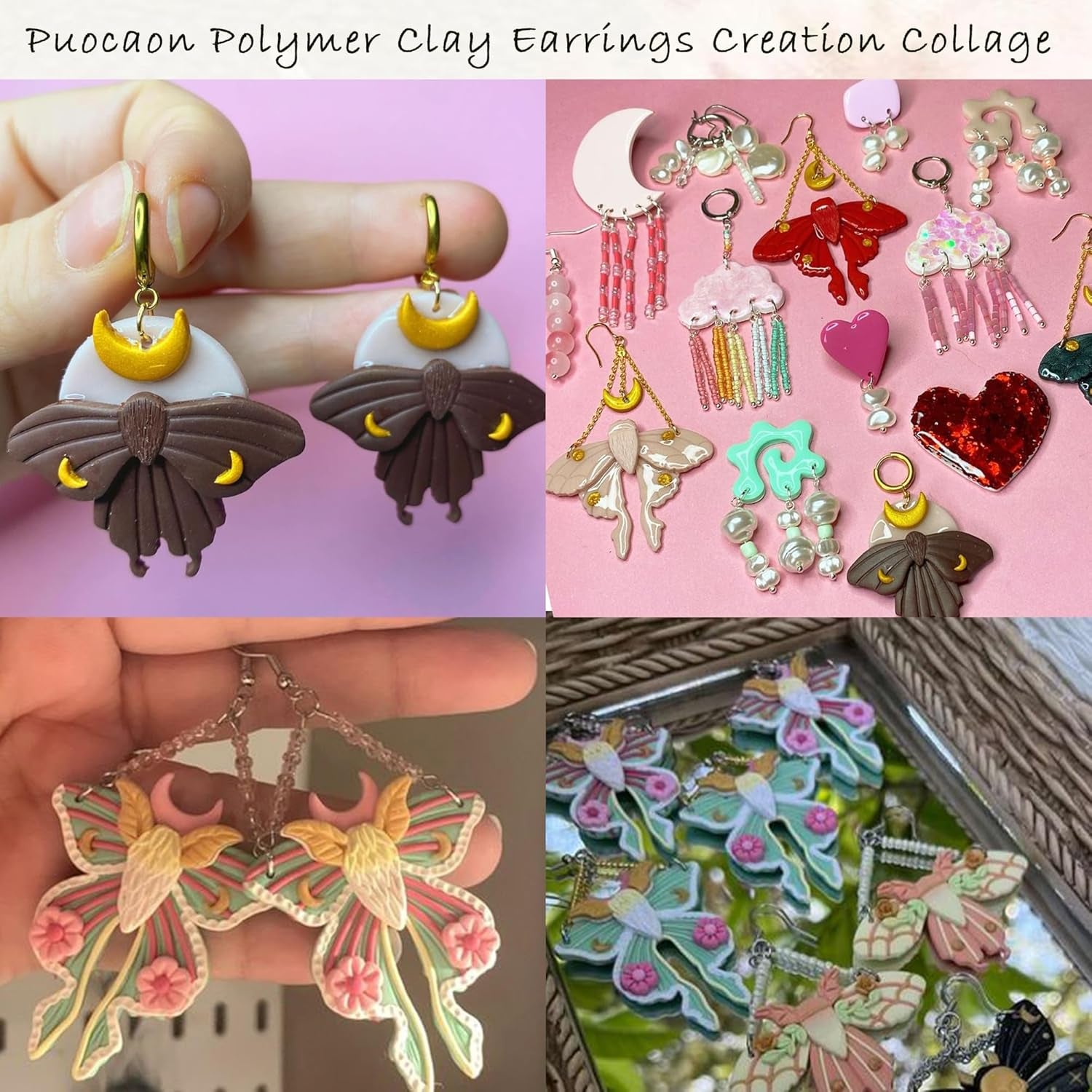 Luna Moth Polymer Clay Cutters - 16 Shapes Clay Cutters for Earrings, Moth Shapes Clay Cutters for Polymer Clay Jewelry Making, Mystical Drop Dangle Earrings Clay Earring Cutters