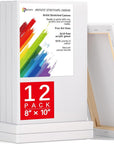 6 Pack Stretched Canvas for Painting 8X10 Inch 5/8" Profile 10 Oz Triple Primed Acid-Free 100% Cotton Blank Canvas, Art Canvases for Acrylic Oil Paint
