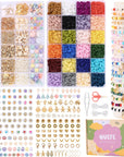 6000Pcs Clay Beads Bracelet Making Kit for Adults, 24 Colors Flat Heishi Clay Beads with Charms, Preppy Beads for Jewelry Earring Craft Making