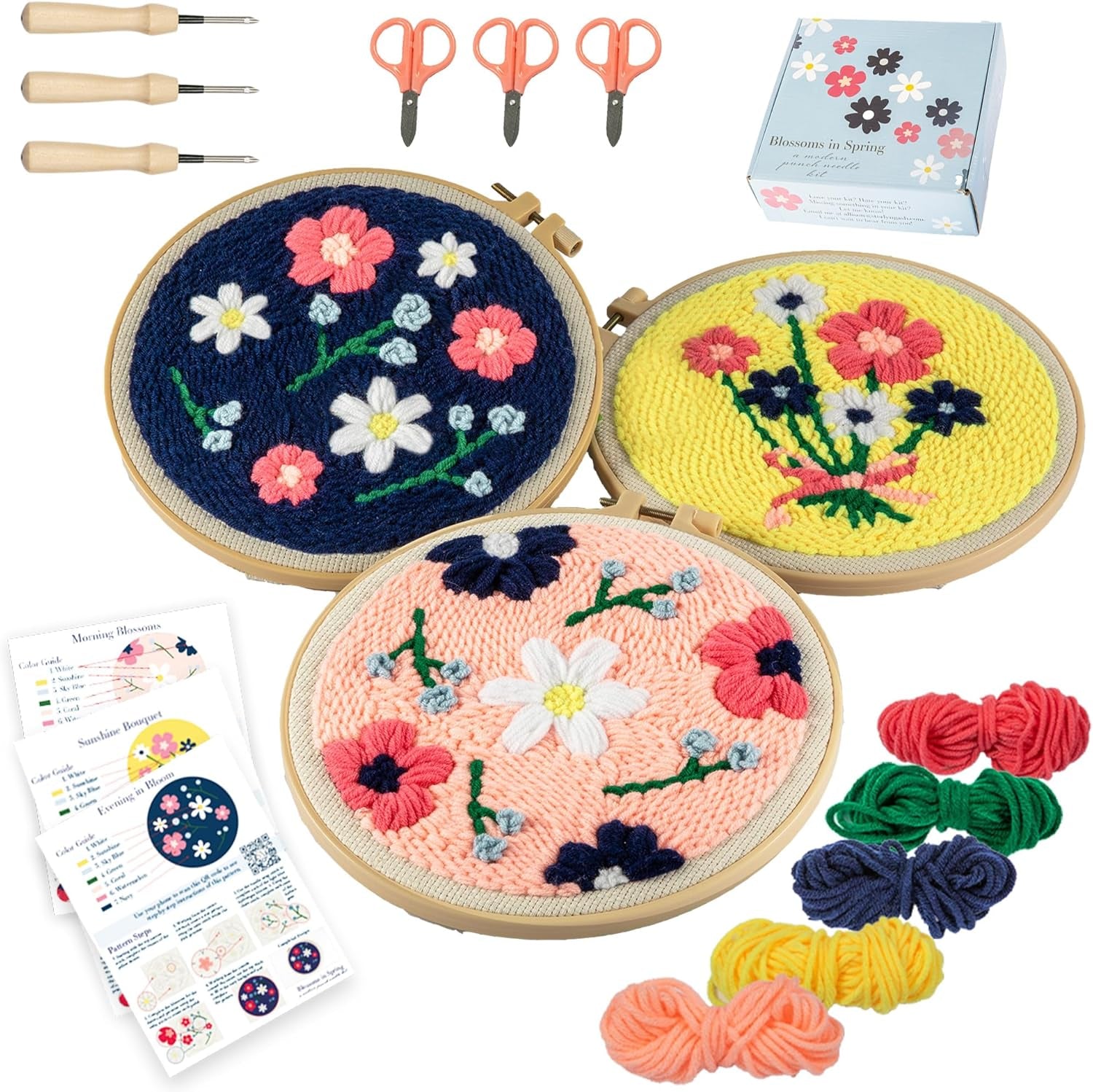 Punch Needle Kit. Includes Embroidery Patterns, Embroidery Fabric, Embroidery Hoop, and Punch Needle Kits. Punch Embroidery Kit and Beginner Tool Kit - Punch Needle Kits Adults Beginner.