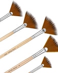 5 Pieces Fan Brush for Painting, Oil Acrylic Paint Brushes Artist Fan Brushes Nylon Hair Long Wood Handle Painting Brush for Acrylic Watercolor Oil Gouche Painting(1