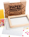 Waterproof Paper Making Screen Kit to Craft Your Own Handmade A5 Paper: Wood Deckle, Mesh Screen, Plastic Grid, Confetti, Sponge, 4 Couch Felts & Video Instructions…