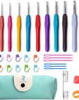Crochet Hooks 11 Size Crochet Hook Set with Soft Handle and Case Crochet Needle Kit for Beginners Knitting Needle Kit Yarn Crochet Kit 2Mm(B) to 8Mm(L)