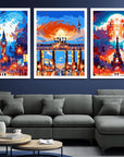 6 Packs Abstract Paint by Number for Adults Canvas, Easy Acrylic Landscape Paint by Numbers Kit for Adults Beginner, World Famous Scenic Spots Oil Painting Kits, Gifts Wall Decor 7.8X11.8Inch