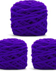 Blanket Yarn 3 Pack of 100G/3.5Oz - White Chenille Yarn 6 Super Bulky - Knitting, Crocheting & Crafts Chunky Yarn