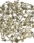 125 PCS Vintage Skeleton Key Set Charms, Mixed Antique Style Bronze Brass for Pendant DIY Jewelry Making Wedding Party Favors
