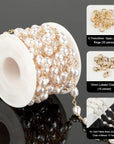 13 Feet Imitation Pearl Bead Chain Bulk KC Gold Plated Brass Jewelry Chain for Jewelry Making Necklace Bracelet DIY Handmade Craft Chain Roll
