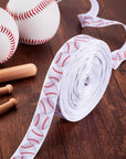 Baseball Ribbon Grosgrain Baseball Craft Ribbon Sports Ball Ribbon for Team Hair Bow Wreath Sport Lanyard Gift Wrapping Crafting Sewing Party Decoration (2 Rolls)