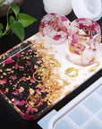 Resin Mold Silicone Kit with Resin Rolling Tray Mold, Ashtray Resin Jar Mold with Lid for Casting Resin,Epoxy Resin,Diy Storage Container