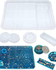 5 PCS Resin Molds Silicone Molds for Epoxy Resin with Large Rolling Tray Mold and Grinder Mold for Grind and Storage DIY Resin Casting
