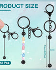 12 Pcs Beadable Keychain Bars Metal Beaded Keychain Blank Keychain Strips for DIY Keychain Pendant Jewelry Crafts