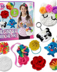 DIY All in One Crochet Knitting Kit for Beginners Starter Arts & Craft Set for Kids Teens Tweens & Adults – How to Learn Make Your Own Yarn Pom Poms – Birthday Gift for Kids Ages 8+