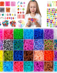 18,980+ Rubber Bands Refill Loom Kit, 37 Colors Loom Bands, 600 S-Clips, 252 Beads, Tassels, 10 Backpack Hooks, Crochet Hooks and ABC Stickers