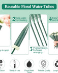 90 Pcs 6 Inch Floral Water Tubes Green Floral Tubes Plastic Flower Tubes Supplies for Fresh Flowers with Rubber Cap for Flower Stem Arrangements Florist Supplies