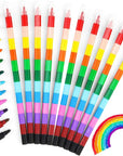 30 Pcs Stackable Crayons, Stacking Crayons Bulk, Rainbow Party Favors Mini Crayon Packs, Kids Colorful Buildable Crayon for Children Toddlers Drawing Gifts School Office Supplies, 12 Colors (30)