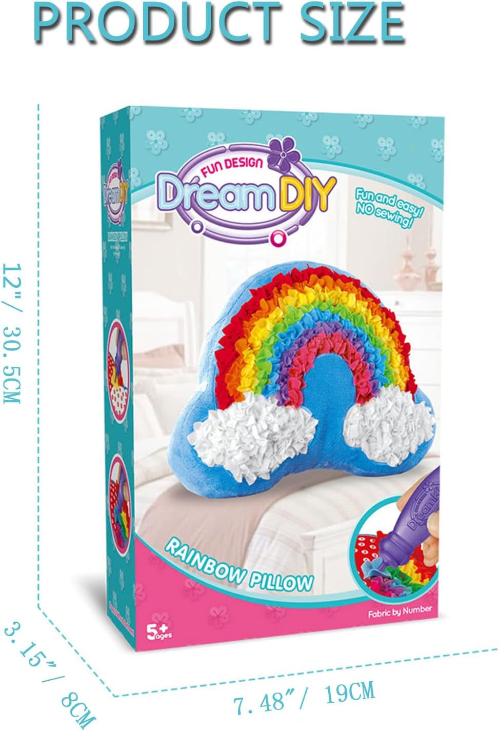 Plush Craft Rainbow Pillow, Fabric by Number Art & Crafts, No Sewing, Making Your Own DIY Rainbow Pillow, Kids Project, Learning Fun, Ages 5+