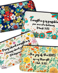 4 Pieces Inspirational Bible Verse Pencil Pouch Christian Pencil Case Scripture Canvas Makeup Bags for Students Office Journaling Supplies (Bible Verse Pattern,8.7 X 5.5 Inch)