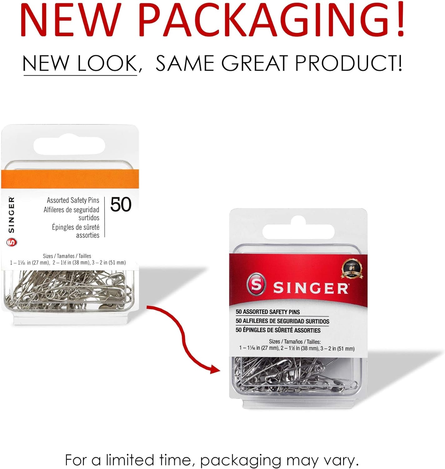 Safety Pins, 50 Count, Size 1-3 Pkg