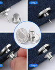 12 Sets Button Pins for Loose Jeans, No Sew and No Tools Instant Replacement Snap Tack Pant Button, Reusable and Adjustable Metal Pants Button Tightener