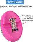2 Pieces Magnetic Pin Cushion, Magnetic Pin Holder with Pin Cushion Wristband for Sewing, Pink
