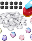 41 Pieces Fridge Magnets Craft Set Include Craft 1-Inch Paper Punches round Disc Ferrite Ceramic Magnets with Transparent Glass Cabochons for Craft DIY Fridge Office Locker Whiteboard Making