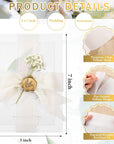 50 Sets Wedding Invitations Wraps Set Pre Folded Vellum Jackets for 5 X 7 Invitations Self Adhesive Gold Wax Seal Stickers Dried Baby'S Breath Flowers Chiffon Silk Ribbon for Craft DIY