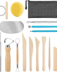 Pottery Tool Kit, 17Pcs Polymer Clay Tools, Modeling Clay Sculpting Tools Kit, Ceramics Tools, Trimming, Embossing Pattern, Smooth Wooden Handles