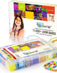 11,900+ Rubber Band Bracelet Refill Kit - 11,000 Premium Loom Bands in 28 Bright Colors, 600 S-Clips, 200 Beads, 30 Charms, 52 ABC Beads - Loom Bracelet Making Kit in a Huge Giftable Case