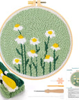 Punch Needle Embroidery Starter Kits,Rug Hooking Kit for Kids and Adults Beginners,Handcraft Punch Needle Kits with Embroidery Hoops,Flowers and Plants Pattern