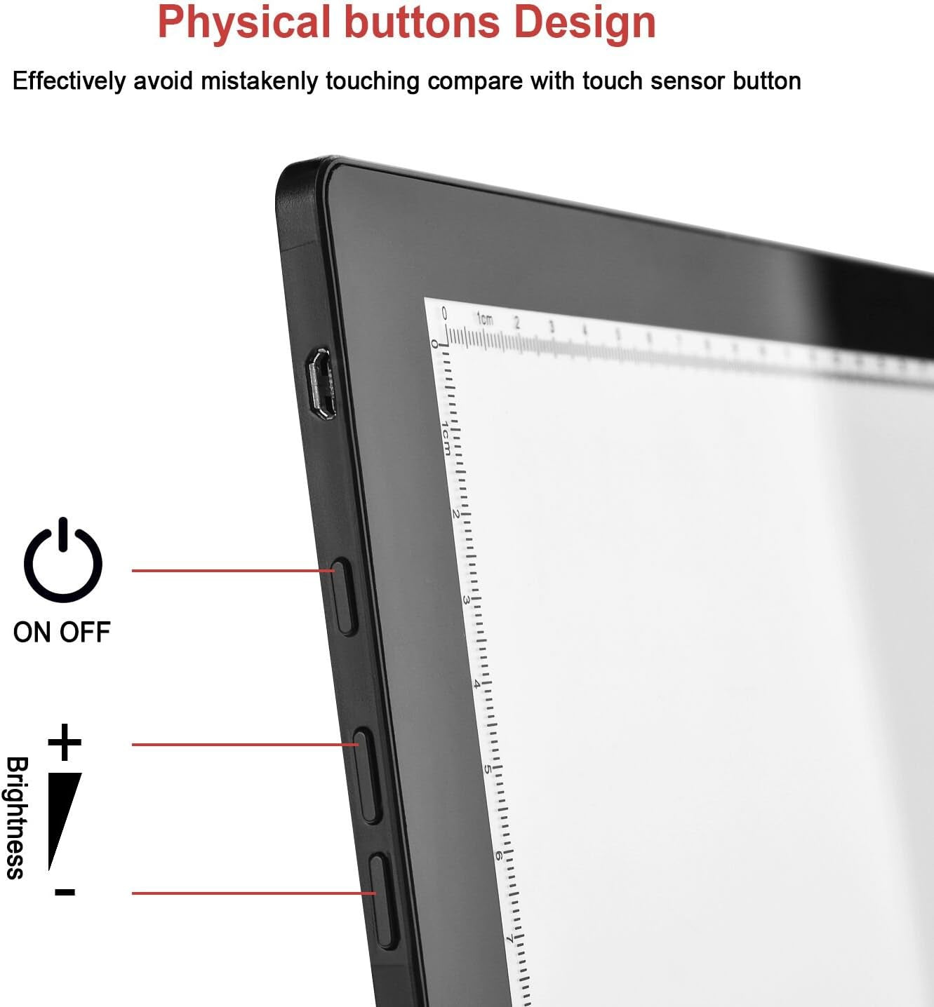 Magnetic A4 LED Artcraft Tracing Light Pad 4 Light Box Ultra-Thin Physical Buttons Control with Memory Function USB Powered Pad Animation,Sketching,Designing,Stencilling X-Ray Viewing W/USB Adapter