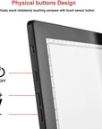Magnetic A4 LED Artcraft Tracing Light Pad 4 Light Box Ultra-Thin Physical Buttons Control with Memory Function USB Powered Pad Animation,Sketching,Designing,Stencilling X-Ray Viewing W/USB Adapter