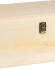 Extra Large Rectangle Unfinished Pine Wood Box Natural DIY Craft with Hinged Lid and Front Clasp for Arts Hobbies and Home Storage-13.8X9.9X6.7 Inches
