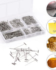 T Pins, 260Pcs Wig Pins, 5 Assorted Sizes, 2 Inch, 1.7 Inch, 1.4 Inch, 1.3 Inch, 1 Inch, T-Pins for Blocking Crochet, Modelling, Wig Making and Crafts, Straight Pins Sewing