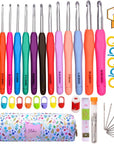 Crochet Hooks Set, 14 Sizes 2Mm(B)-10Mm(N) Ergonomic Crochet Needles with Case for Arthritic Hands, Extra Long Crochet Kit
