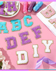 104 Pcs Chenille Letter Patches Self Adhesive Letters Letter Patches Self Adhesive Chenille Patches Chenille Embroidered Patch for Clothing (White, Pink, Purple, Blue,Classic)