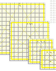 4 Piece Quilting Ruler,Acrylic Square Ruler,Quilting Templates,With Non Slip Rings 50 Pieces(4.5“X4.5”、6“X6”、9.5“X9.5”、12.5“X12.5”)