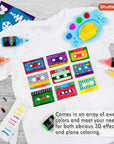 Fabric Paint Set, 45 Colors 3D Permanent Paint with Brushes Palette Fabric Pen Fabric Sheet Stencils, Glow in the Dark, Glitter,Metallic Colors for Textile Fabric T-Shirt Jeans Glass