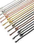 40 Packs 10 Colors Brass Necklace Chains 21 Inch Link Cable Chain Necklace with Lobster Clasps Bulk for Jewelry Making