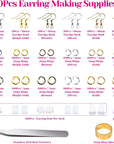 Earring Hooks, 1900Pcs Earring Making Supplies Kit with Jewelry Hooks, Fish Hook Earrings, Earring Backs, Jump Rings for Jewelry Making and Earring Repair,Gifts for Women