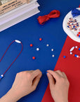 4Th of July Jewelry Craft Kits DIY Bead Necklace Crafts USA Letter Beads Red White Blue Beads for Patriotic Day Jewelry Making Kits Independence Day Decorations